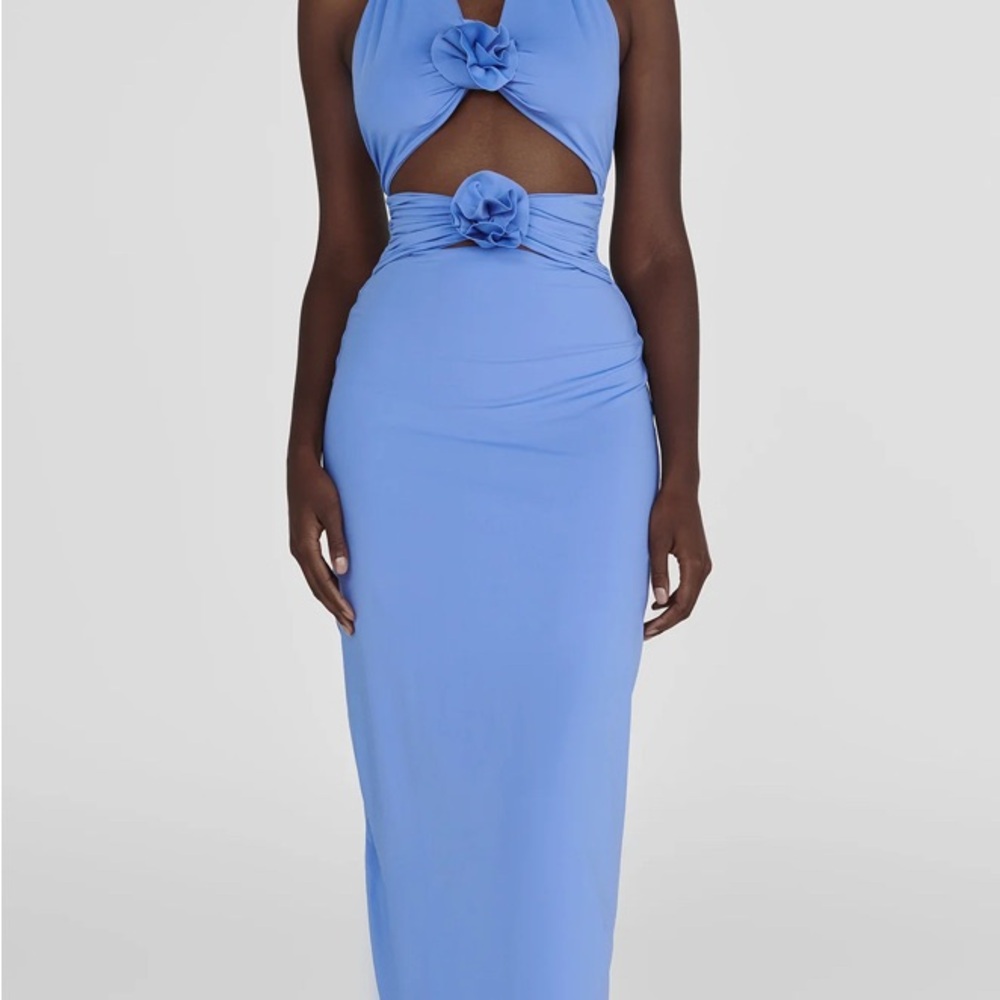 Elegant Blue Backless Dress